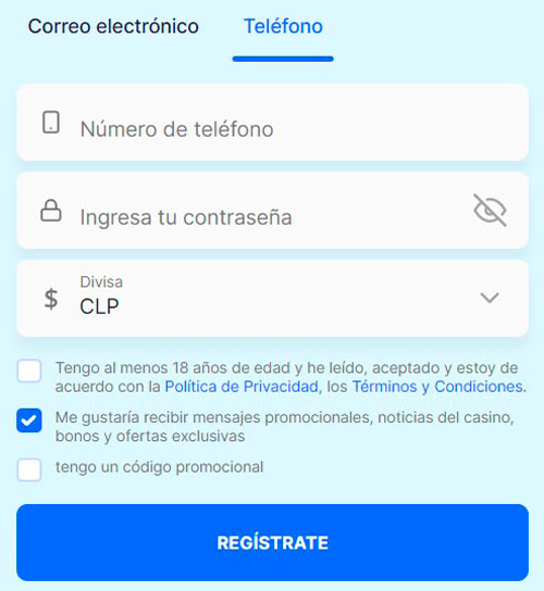 Registration in Ice Casino