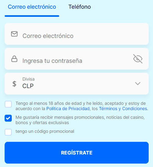 Registration in Ice Casino