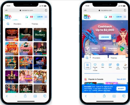 Ice Casino mobile application